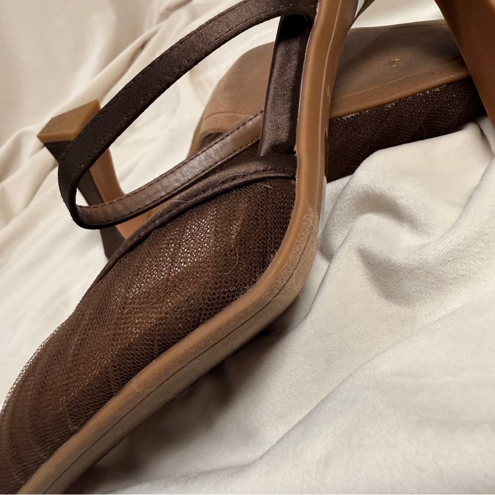Dolce Vita Nayati Brown Mesh Pointed Toe Mule Heels 7.5 Chocolate Sheer - Picture 7 of 7